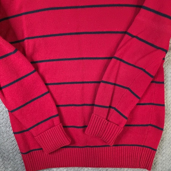 Stratum Men's XL Tall Red Striped Crewneck Sweater Long Sleeve Classic Knit - Picture 2 of 9